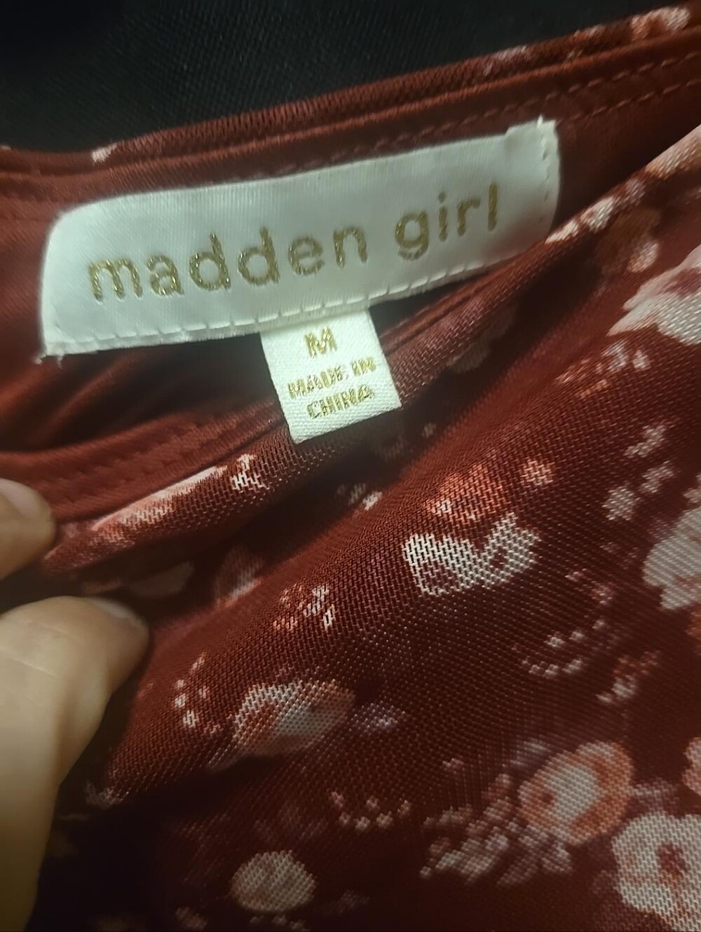 Madden Girl Burgundy Floral 2 Piece Tie Front Top Skirt Set M NWOT - Picture 5 of 8